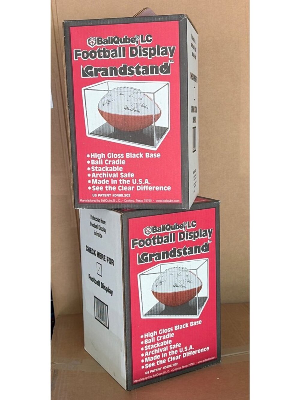 BallQube Grandstand Football Display Case Black Base UV Protection New In Box